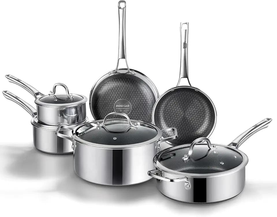 Non Stick Frying Pans Set, 10 pcs, Hybrid Fajita Frying Pans Nonstick,non stick Skillets Stainless Steel, Dishwasher & Oven-Safe, Induction Compatible Cooking Fajita Pan, PFOA Free Cookware