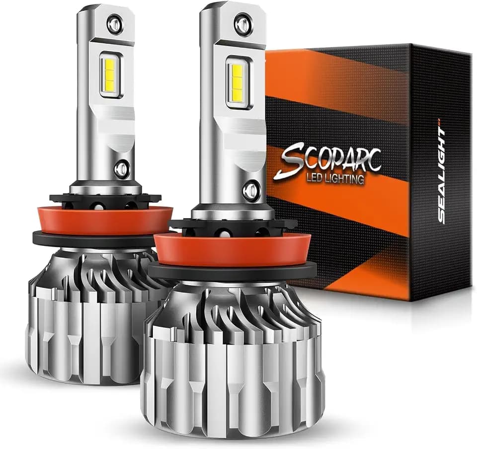 SEALIGHT H11 Bulbs, 70,000LM Super Bright 6500K Cool White H11/H9 Bulbs, 70000Hours Lifespan, H8/H9 Fog Bulbs with 15000RPM Cooling Fan, Pack of 2