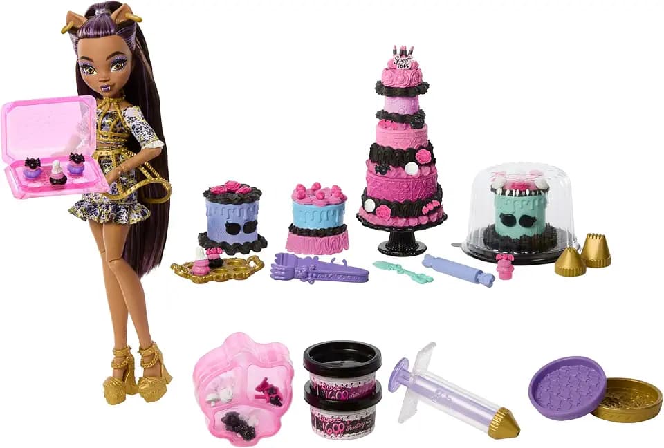 Monster High Scary Sweet Geburtstagskuchen-Set mit Clawdeen Wolf Puppe