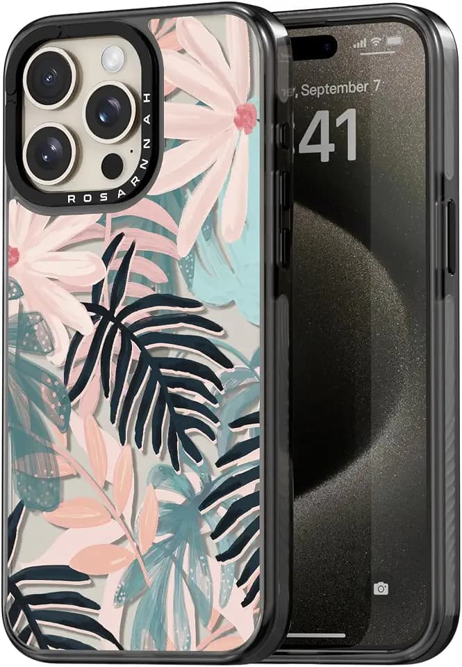 Rosarnnah for iPhone 15 Pro Case Aesthetic Black, Palm Tree