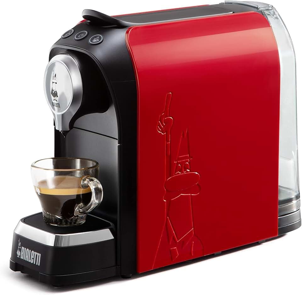 Bialetti Super, Espresso-Kaffeemaschine für AluminiumKapseln, 1200 W, Rot