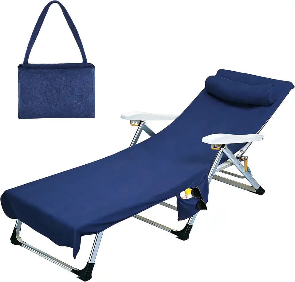 Tirrinia Lounge Chair Towel Cover with Fitted Top Pocket