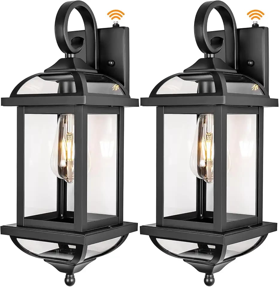 Dusk to Dawn Outdoor Lighting Modern Black 18” Enclosed Bottom