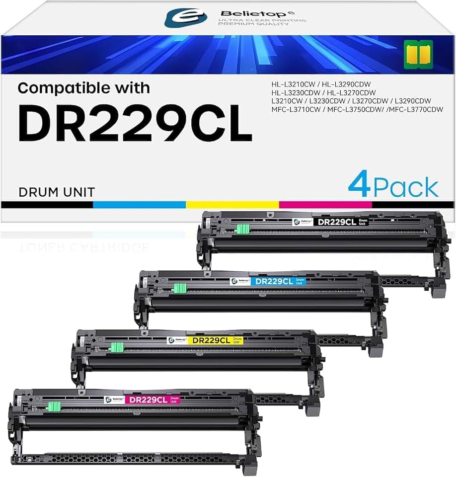 DR229CL Drum Unit 4 Pack Replacement for Brother Use with TN229XL