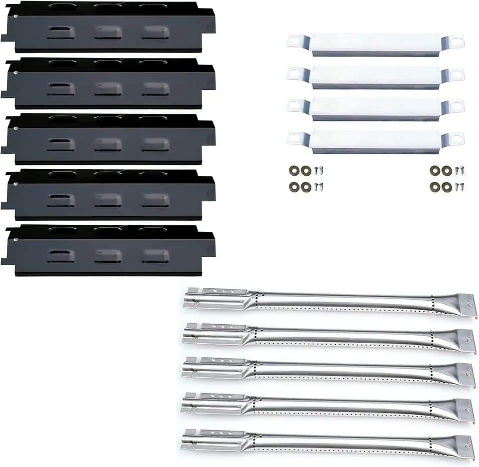 Parts Kit DG258 (5-Pack) Repair Kit Replacement for Charbroil 6 Burner Gas Grill Stainless Steel Burners, Crossover Tubes & Porcelain Steel Heat Plates
