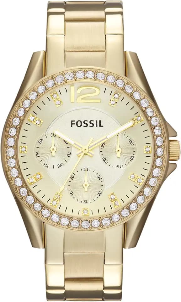 FOSSIL Riley Armbanduhr für Damen Quarz Chronograph Uhrwerk mit Edelstahl oder Lederband