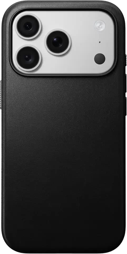 NOMAD Modern Leather Case | iPhone 18 Pro | Schutzhülle aus Polycarbonat und hochwertigem Echtleder | MagSafe-kompatibel | Black Camino
