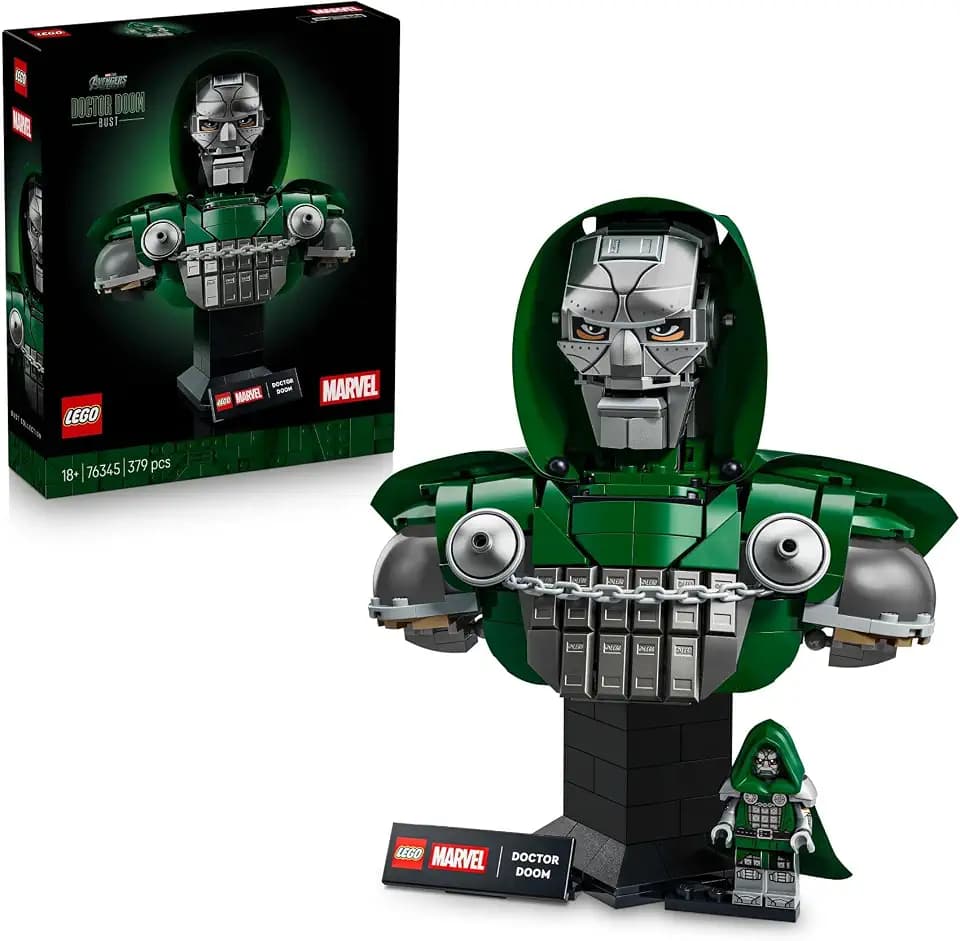 LEGO ǀ Marvel Doctor Doom Büste - Modellbausatz für Erwachsene mit Sammelbarer Minifigur & Namensschild - DIY Zimmer oder Regal Deko - Geschenkidee für Film Fans - 76345