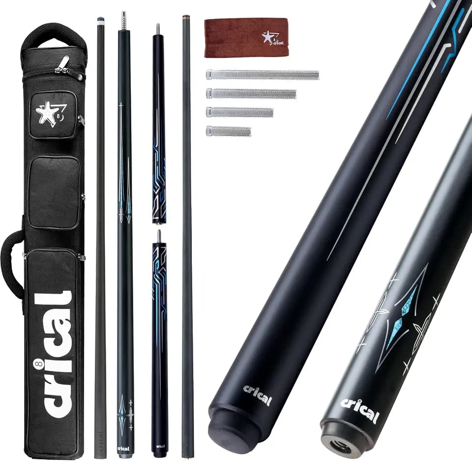 CRICAL Carbon Fiber Pool Cue Set, Low Deflection, 3-Piece Break Jump Cue