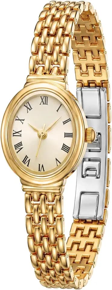 CIVO Klein Oval Armbanduhr Damen: Vintage Römische Ziffern Zifferblatt
