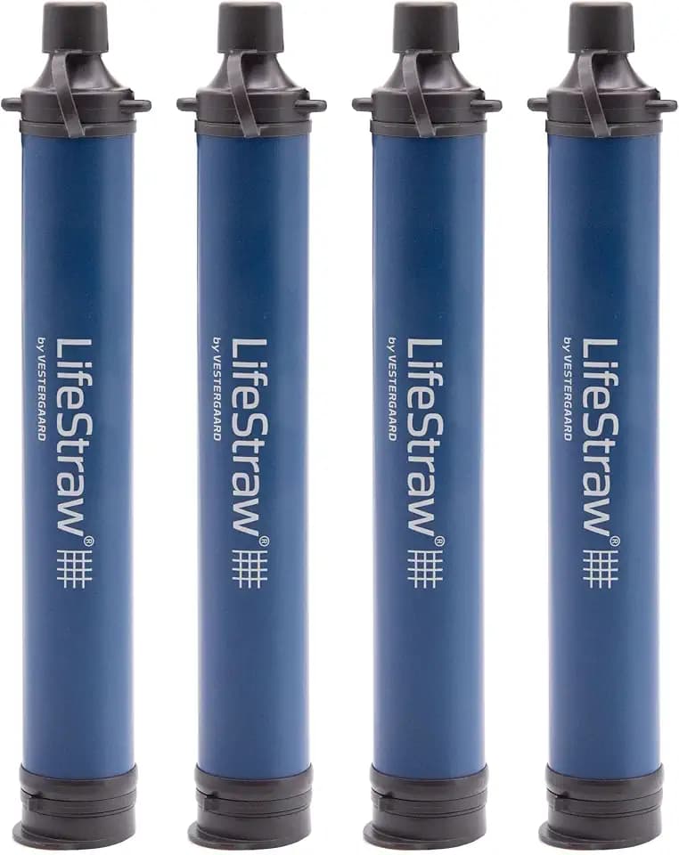 LifeStraw Personal Water Filter for Hiking, Travel and Emergency, Navy, 4 PK