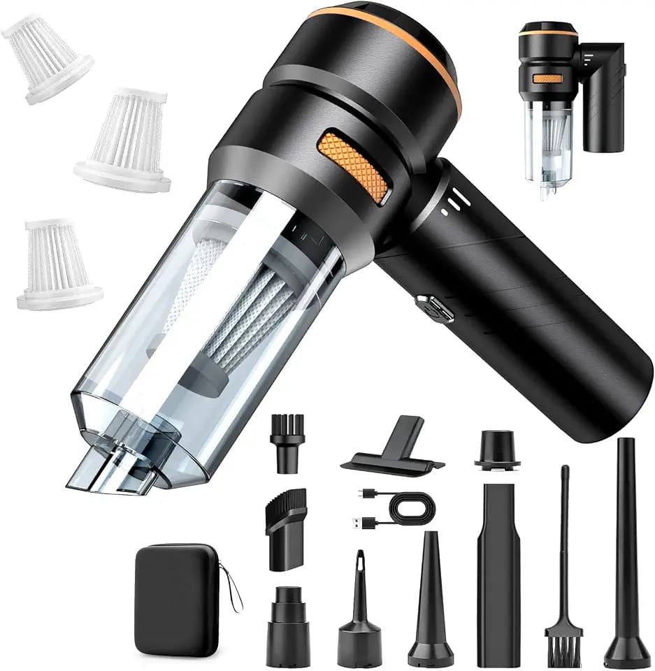 MILFECH 4-in-1 Handstaubsauger Akku,22000Pa Autostaubsauger mit Bürstenloser Motor,3-Gang 180000 U/min Handstaubsauger Kabellos,Mini Staubsauger für Auto,Haus,Tierhaare(Schwarz)