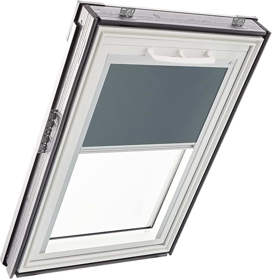 Original Roto Verdunkelungsrollo ZRV - Nahezu vollständige Verdunkelung - Führungsschiene Silber - Für Dachfenster der Baureihe Q - Größe 066/118 | 06/11 - Stofffarbe Dunkelgrau