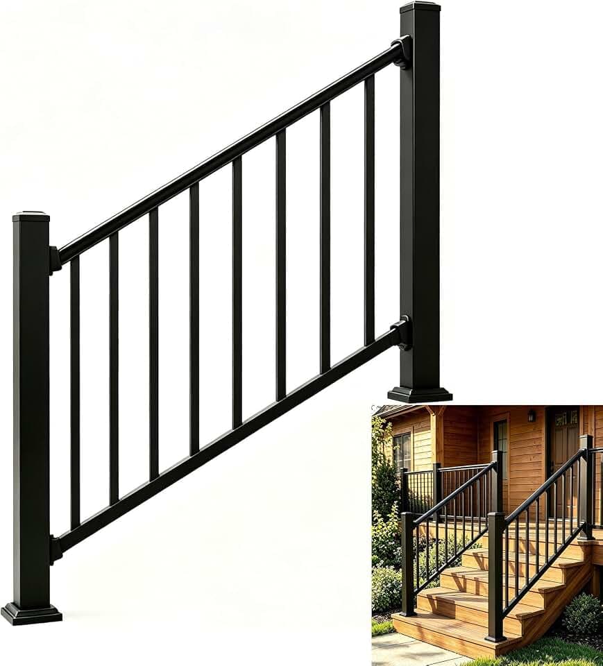 Stair Deck Railing with Post, 60" W x 36" H Porch and Deck Railing Kit