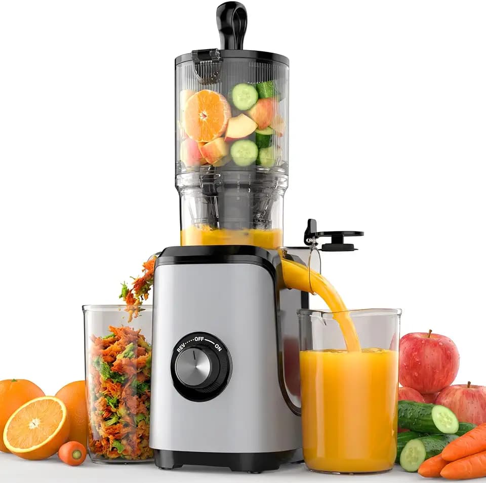Sweetcrispy Cold Press Juicer Machines, Masticating Juicer with High Juice Yield, Reverse Function, Stops Oxidation and Easy to Clean for Vegetables & Fruits
