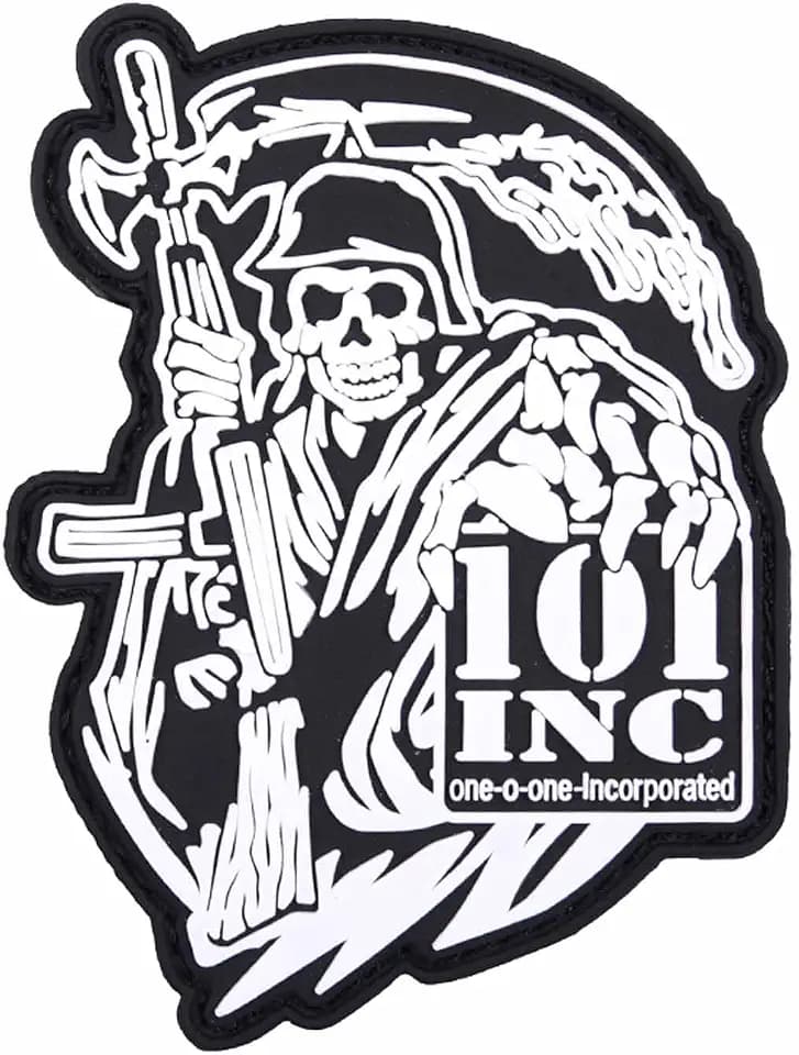 Emblem 3D PVC 101 INC Reaper Gun #4102 Rubber Patch Klett Abzeichen 9 x 6,5 cm