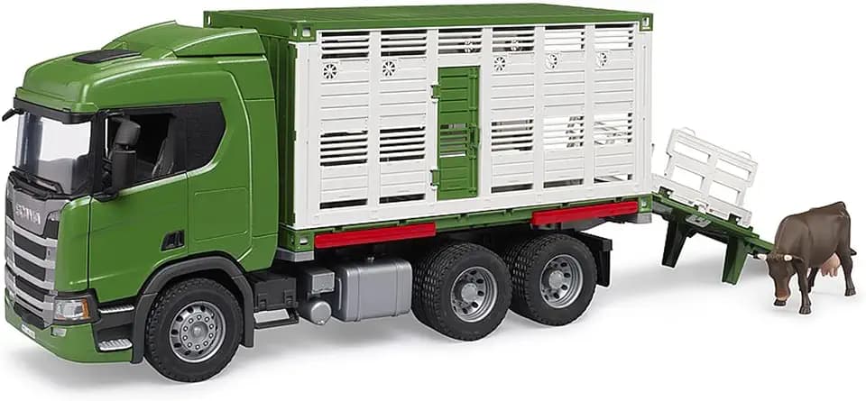 bruder 03548 - Scania Super 560R Tiertransporter LKW mit 1 Rind