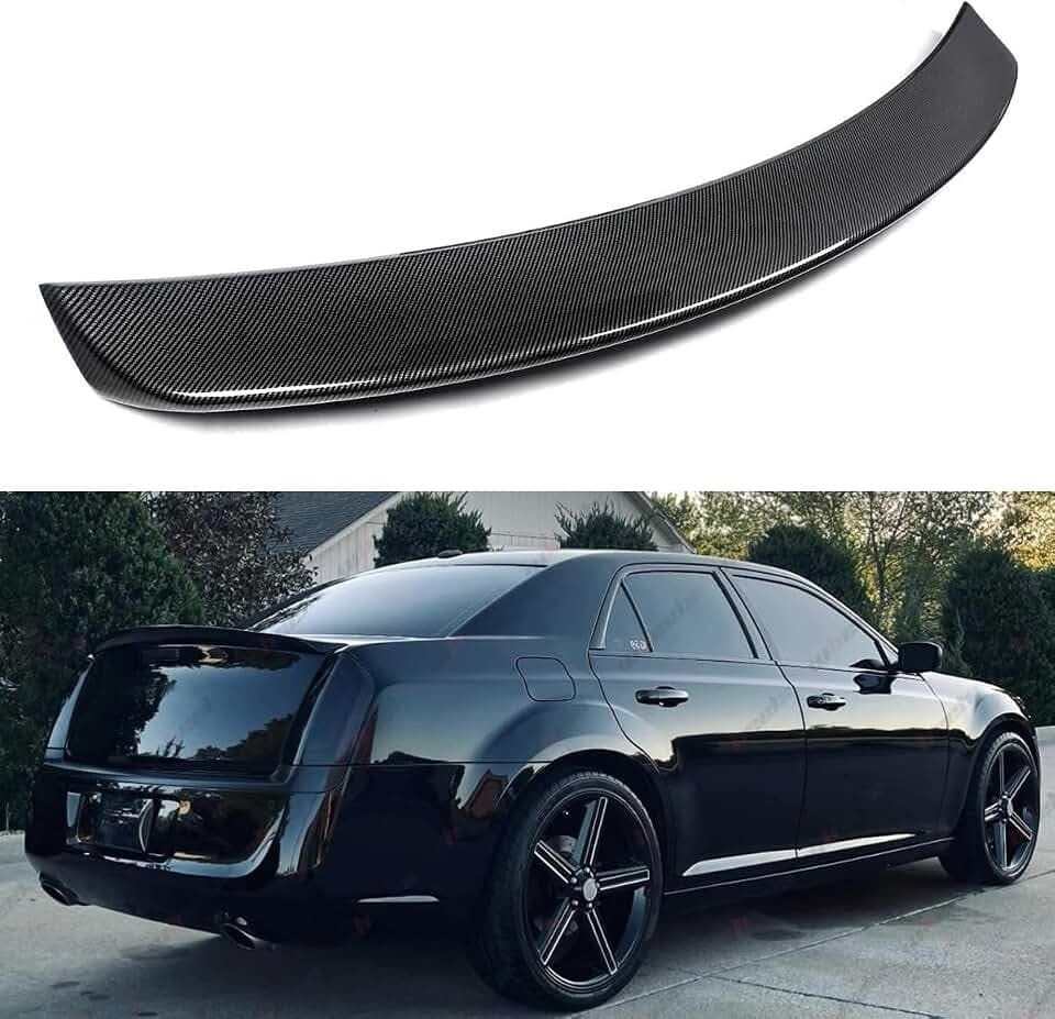 Rear Spoiler Compatible with 2011-2023 Chrysler 300 300C 300S, Duckbill Spoiler Fits for 11-23, Exterior High Kick Trunk Tail Deck Lid Wing Lip (Carbon Fiber Pattern)