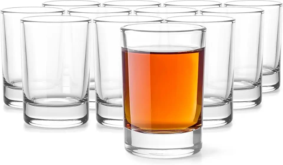 Glasmark KROSNO 1992 Schnapsgläser Shotgläser mit Schwerem Boden Set 12 Stück 60 ml Transparent Spülmaschinenfest, Durchsichtig, Klar