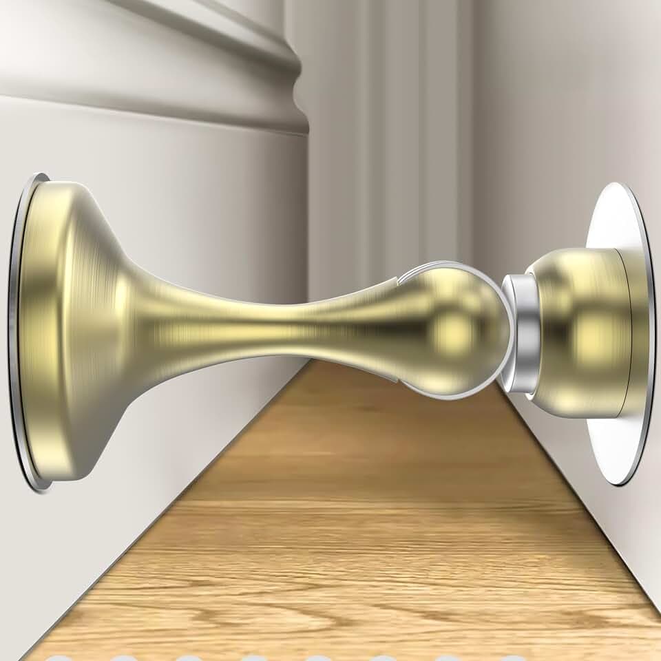 Crosize Magnetic Door Stoppers 2 Pack, Stainless Steel Door Stops, Gold