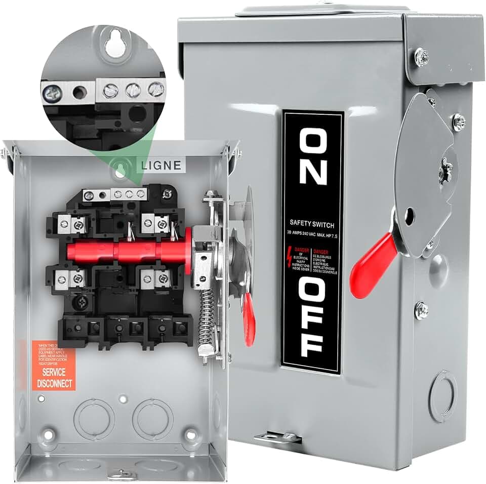 【Upgrade】 2P 30 Amp Disconnect,New Add Ground Design,Disconnect Switch