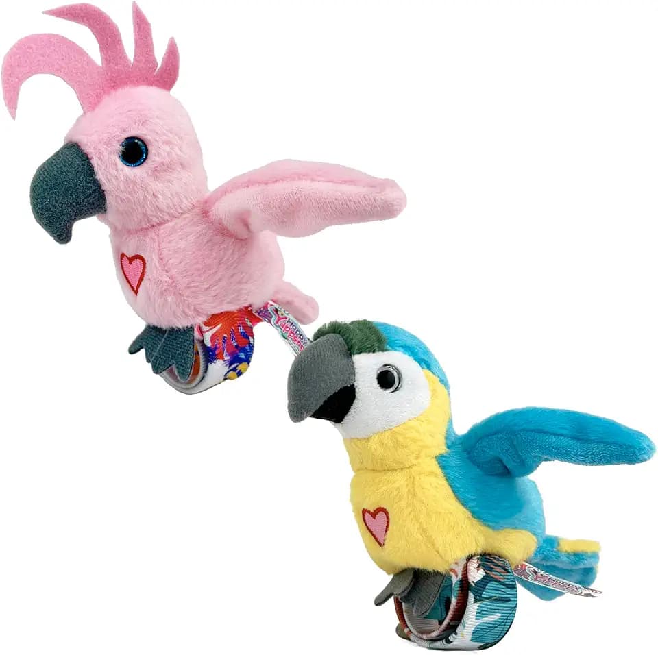 2 Pack Cockatoo & Blue Parrot Interactive Slap Bracelet Birds