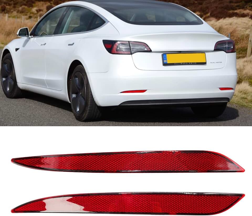Jaronx for Tesla Model 3 Rear Bumper Reflector Lights 2017-2023