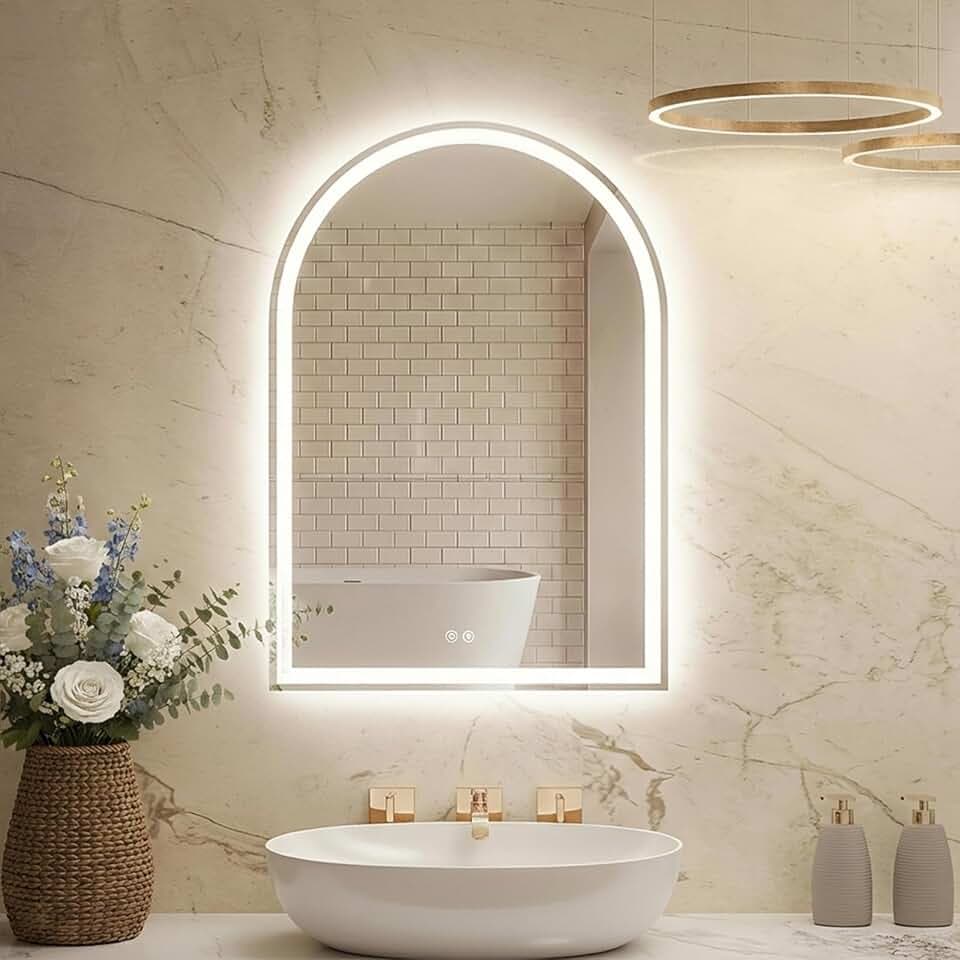 DUMOS 24"x36" LED Bathroom Mirror with Lights, Arched Vanity Mirror