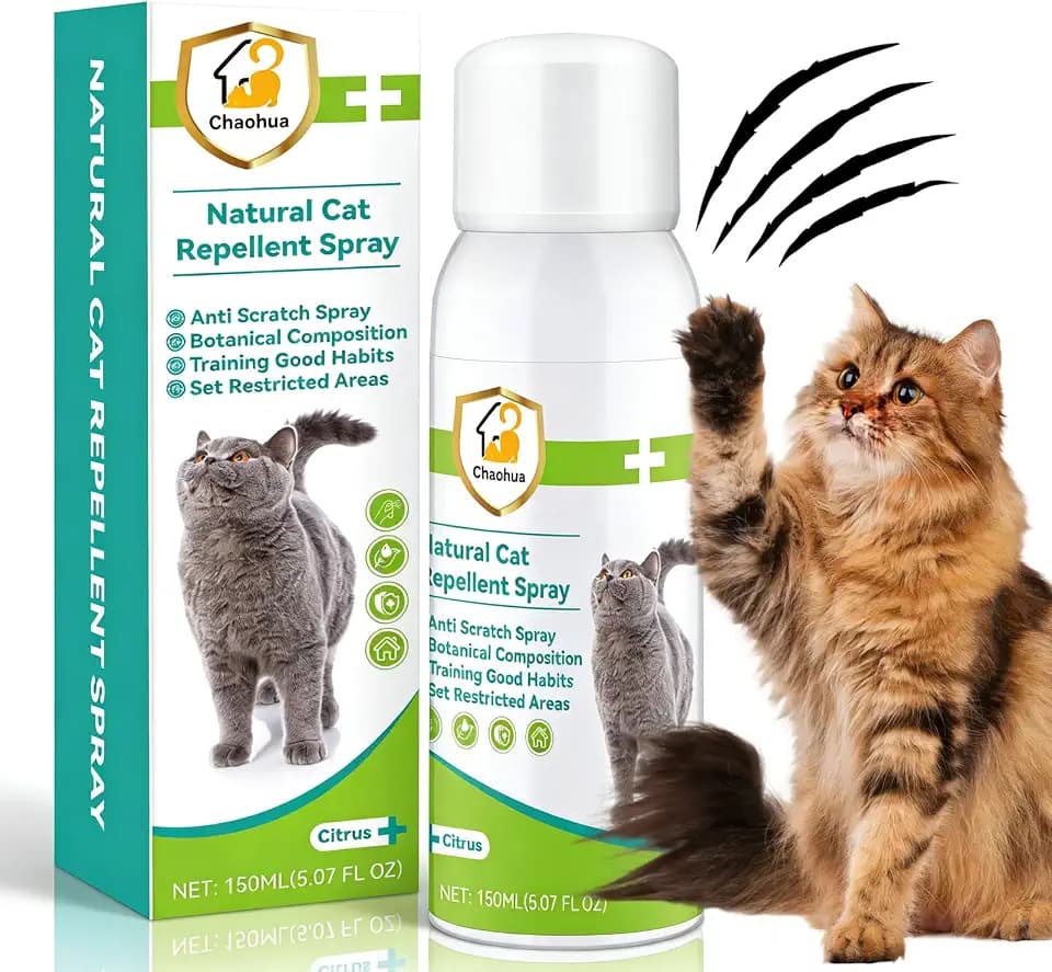 Katzenabwehrspray für Katzen, Verbesserte Fernhaltespray Katzen für Innen und Außen, Anti Katzen Spray, natürlichen Wirkstoffen, Schützen von Möbeln, Böden, Sofas, Teppichen-150ml, Grün