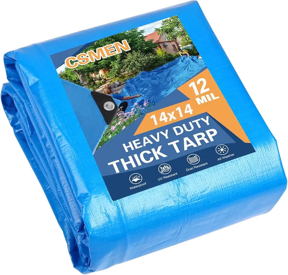 Tarp Waterproof 14x14Ft,12Mil Heavy Duty Poly Blue Tarpaulin Cover