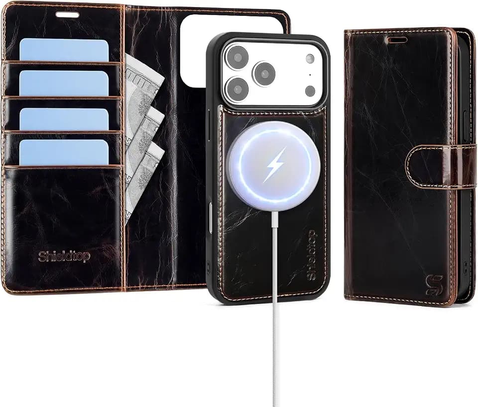 Shieldtop for MagSafe iPhone 18 Pro / 17 Pro Wallet Case,(Coffee)