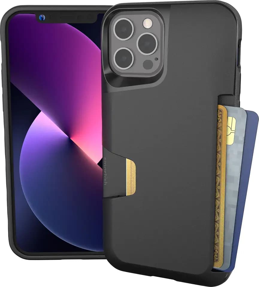 Smartish iPhone 12/12 Pro Wallet Case, Card Holder, Wallet Slayer V1, Black