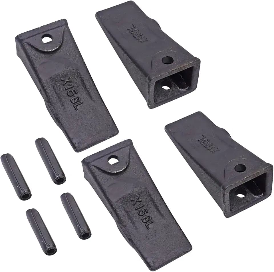X156L Bucket Teeth with 156LPN Roll Pins Dirt Bucket Tooth for Skid Steer, Backhoe, Mini Excavators 4 Packs