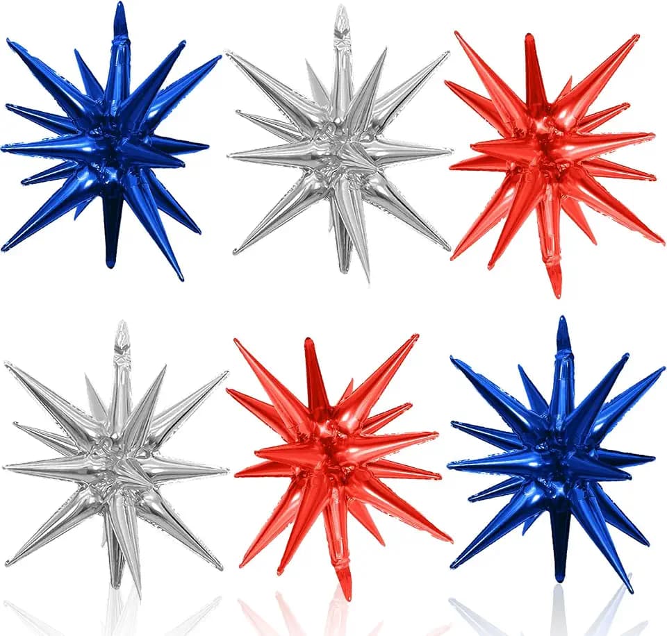 HILAVO 6PCS Star Balloons, 22Inch Huge Red Blue White Star Balloons