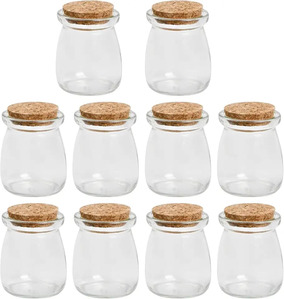 Catime 10 Stück Glasflaschen mit Korken, Bonbon Gläser Gewürz Gläschen, 100ml Kleine Gewürzgläser Glasgefäß, Vorratsgläser Puddinggläser für Küche Kräuter Marmelade Party Hochzeit Gefälligkeiten