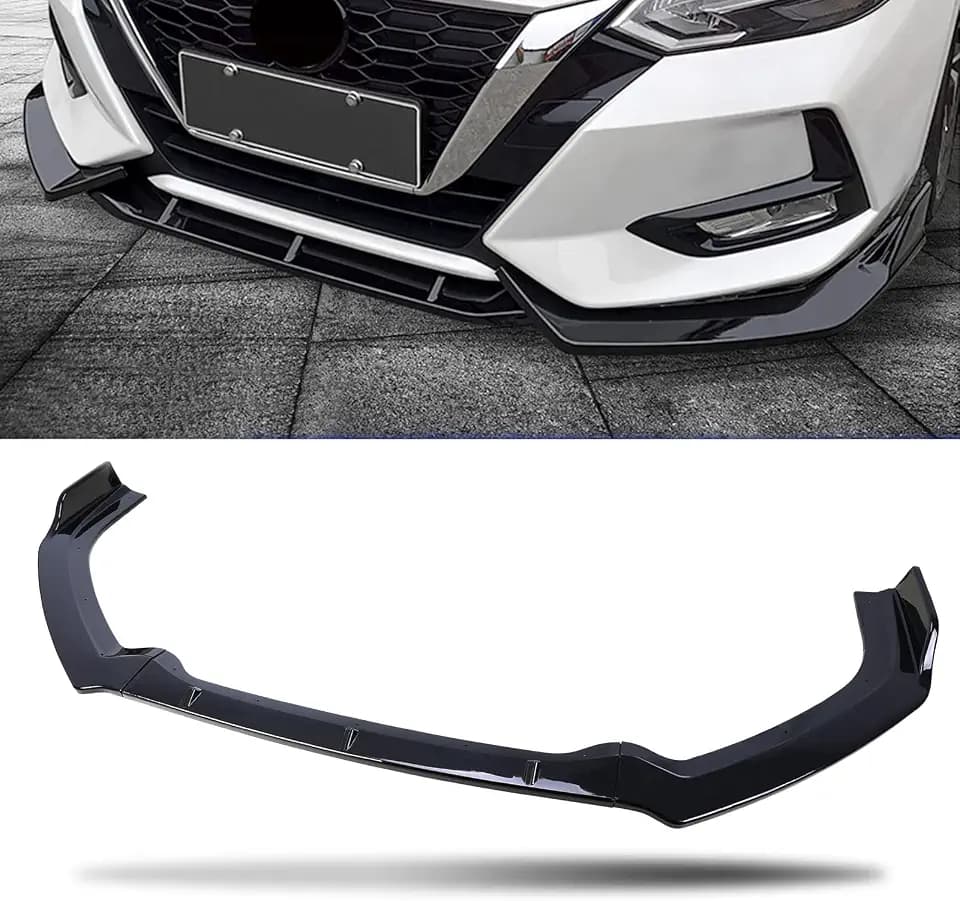 Fits 7th Nissan Altima 2019 2020 2021 2022 Front Bumper Lip Body Kit Spoiler 1 Set, Shiny Black