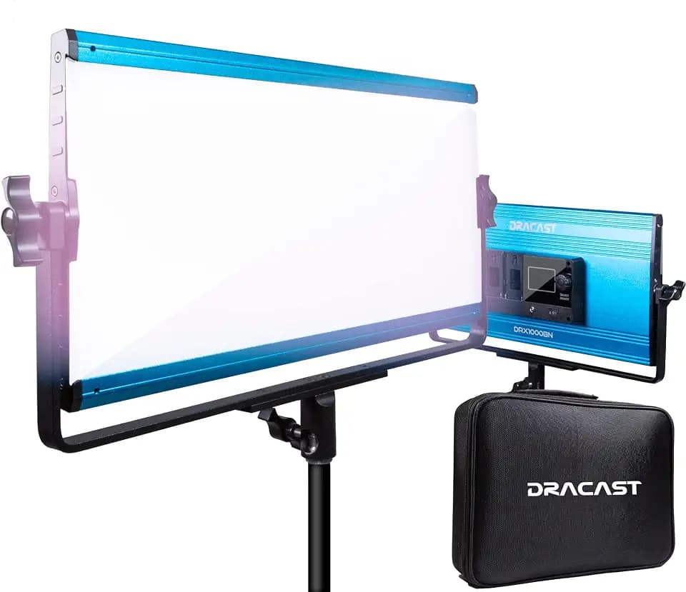 Dracast X Series LED1000 - Bi-Color 3200K - 5600K LED Video Light | Bluetooth App Control | Dimmable Lighting 0-100% | CRI & TLCI 96+ | Dual NP-F Battery Plate | Carry Case
