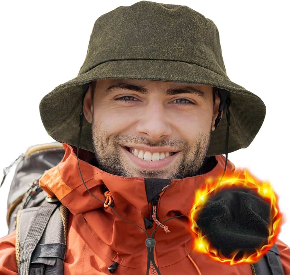 TOP-EX XL/XXL Unisex Wintermütze, warm und wasserdicht, mit Fleecefutter - Outdoor-Regenhüte für kalte Regentage - Verstellbar | Faltbar | Winddicht
