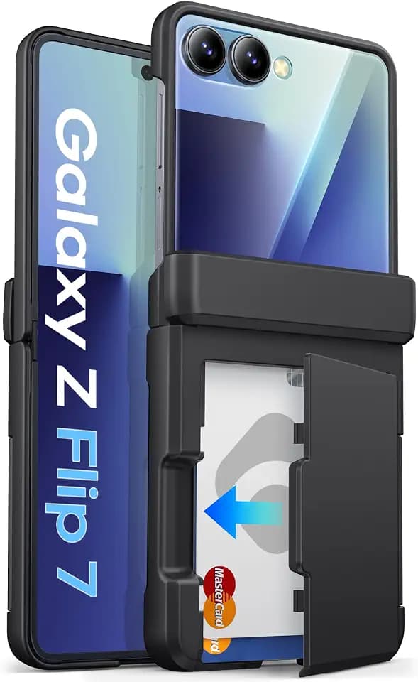 ASAFCASE for Samsung Galaxy Z Flip 7 Case Wallet with Card Holder, Black