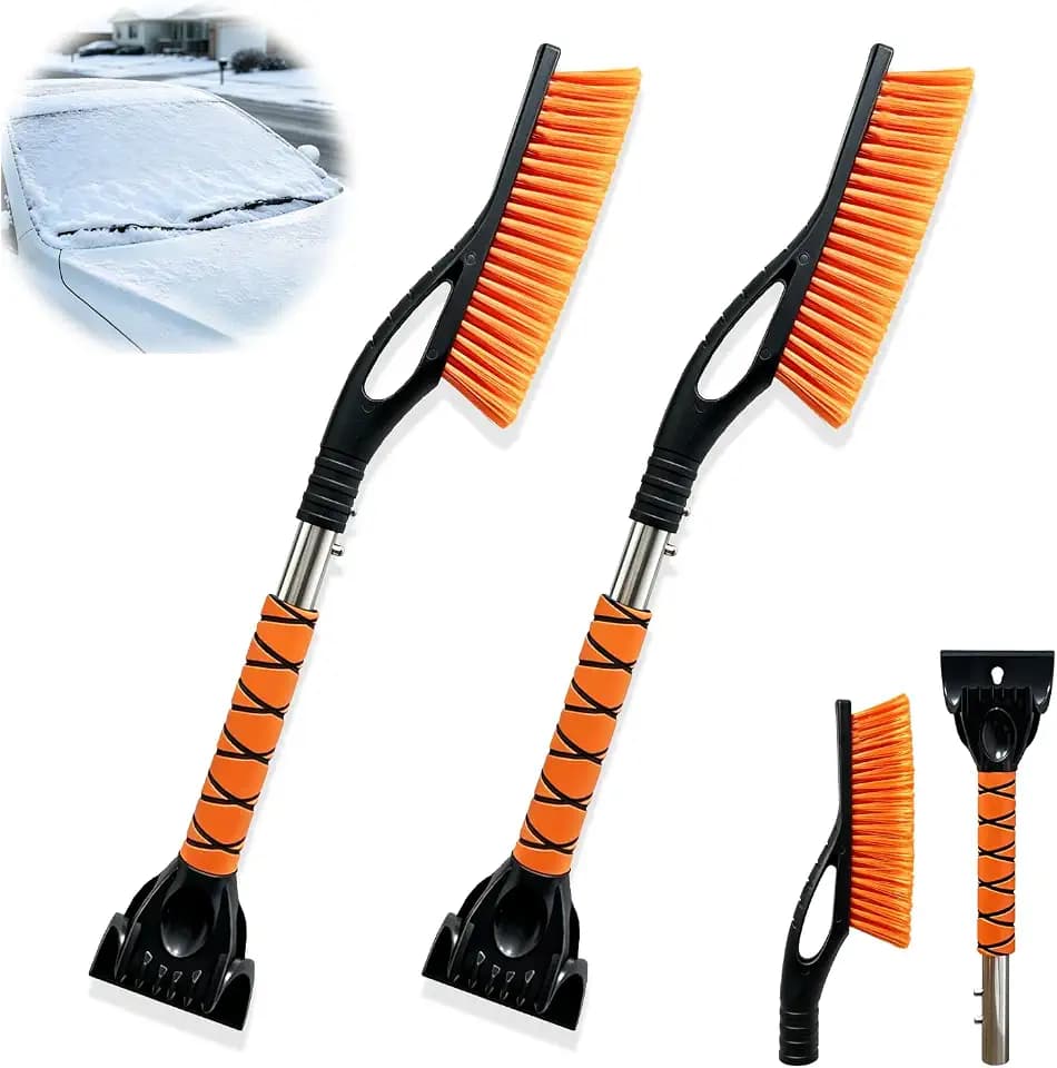 2 Pack Ice Scrapers Portable Snow Brush for Car Windshield 24.7"