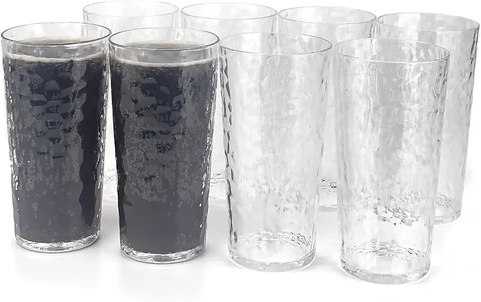 Yalin Plastikbecher aus Acryl, 680 ml, wiederverwendbar, stapelbar, BPA-frei, bruchsicher, spülmaschinenfest, 8 Stück (transparent)