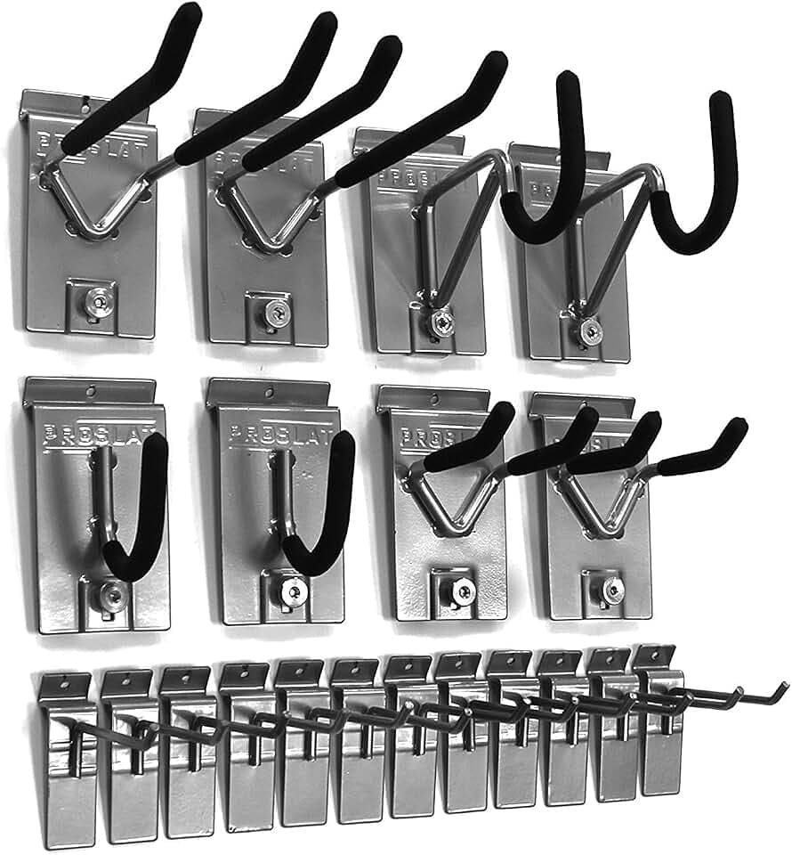 Proslat 11004 1/8 Zoll Rückplatten Stahl Haken Kit entworfen PVC Slatwall, 20-teilig, silber