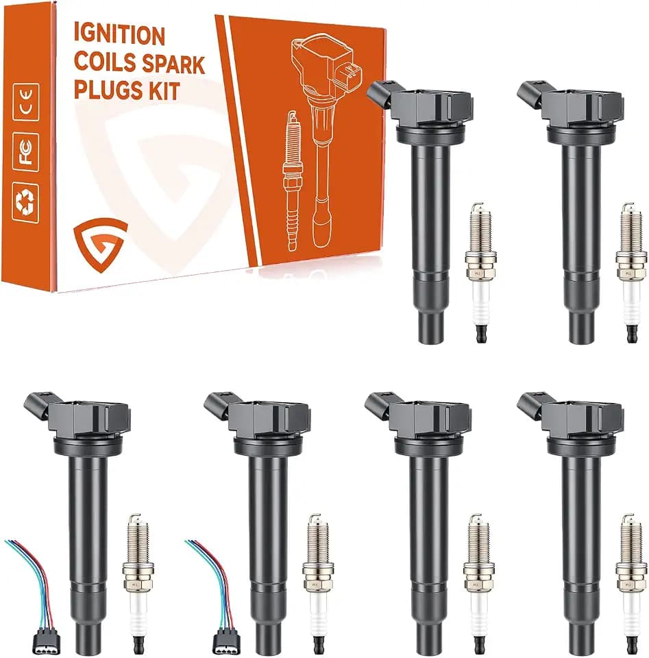 Ignition Coil UF230 and Iridium Spark Plugs 4504 for Toyota Lexus 6 Pcs