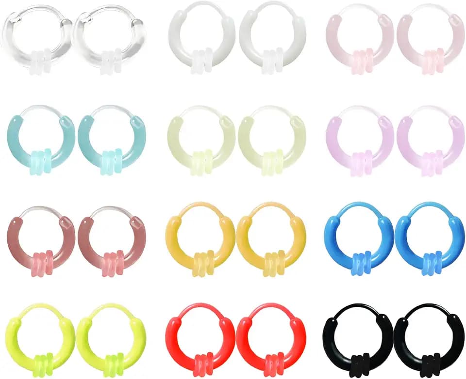 12 Pairs Plastic Hoop Earrings for Sensitive Ears Clear Hoops for Women