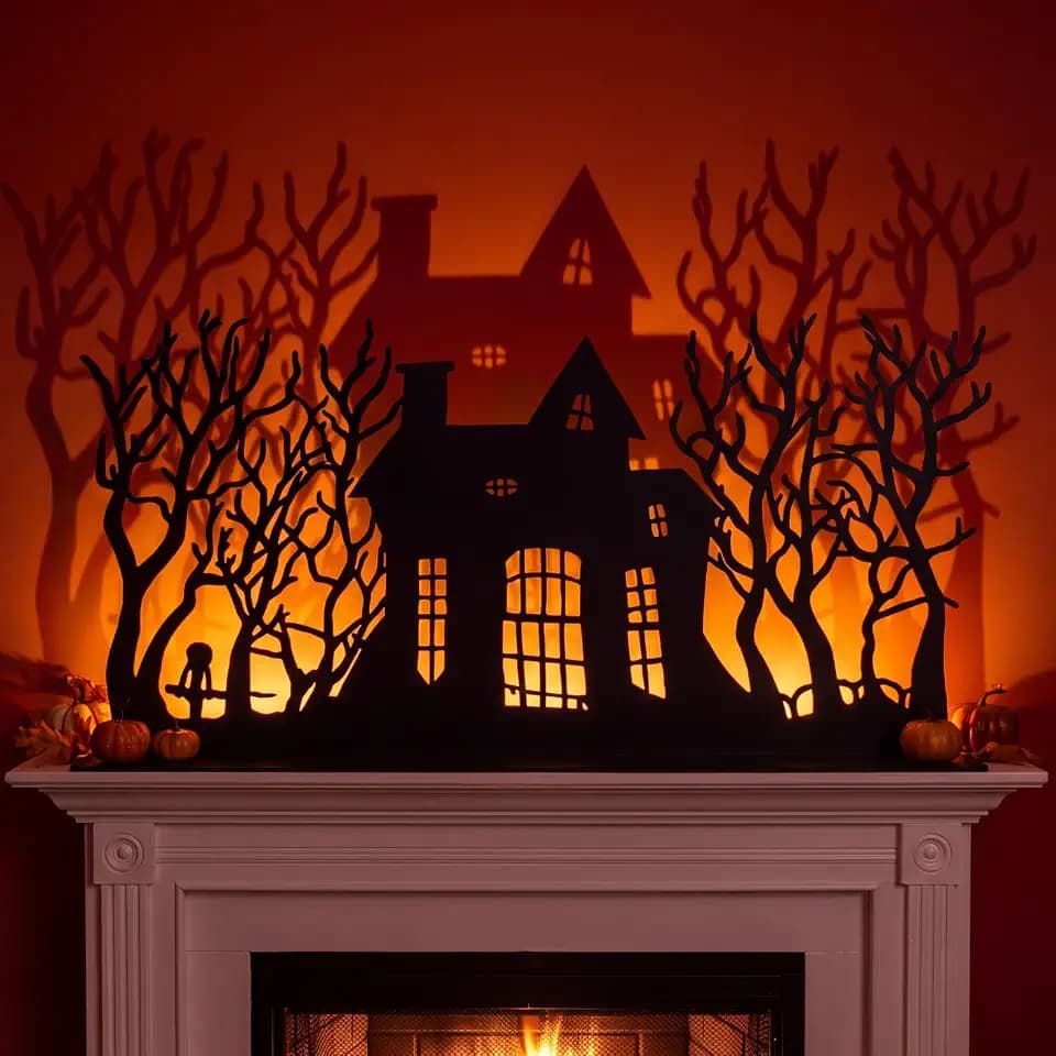 Halloween Haunted House Decor 31.5" Metal Castle Silhouette