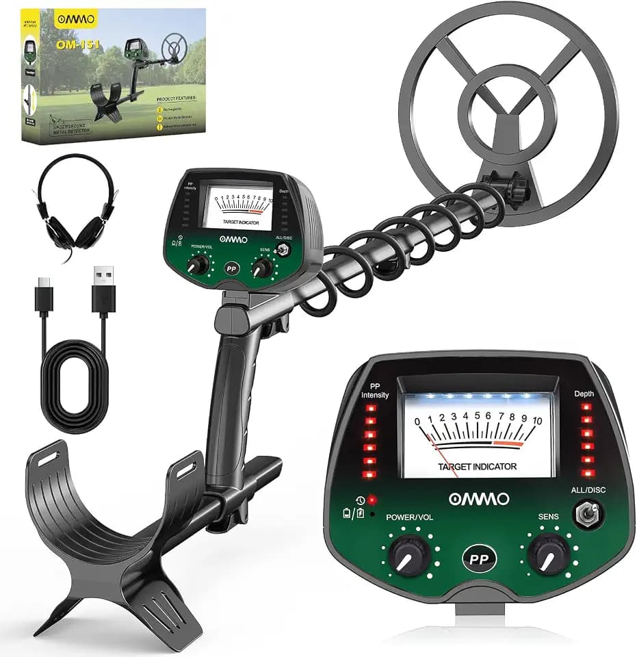 OMMO Metal Detector for Adults, High Accuracy Treasure Finder (Green)