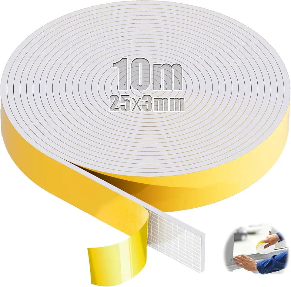 SWTYExt Moosgummi Selbstklebend 25mm(B) x3mm(D) Schaumstoffband 10m Weiß