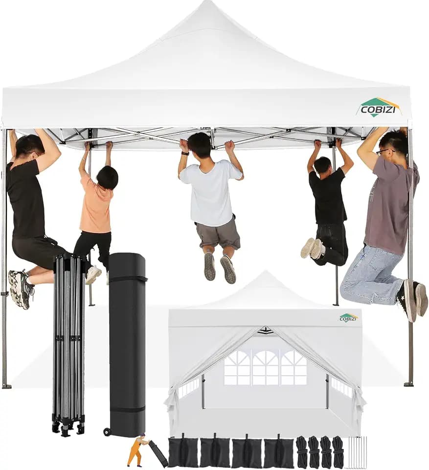 COBIZI Pavillon 3x3 Wasserdicht Stabil Winterfest mit Seitenwand,Weiss