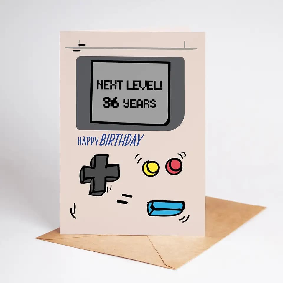 Lovely Cards Gameboy Karte - 36. Geburtstag Mann Frau – Geschenk Mann Frau 36 Jahre – Geburtstagskarte Zocker – Geschenkidee 36 Karte Geburtstag Freudin Freund