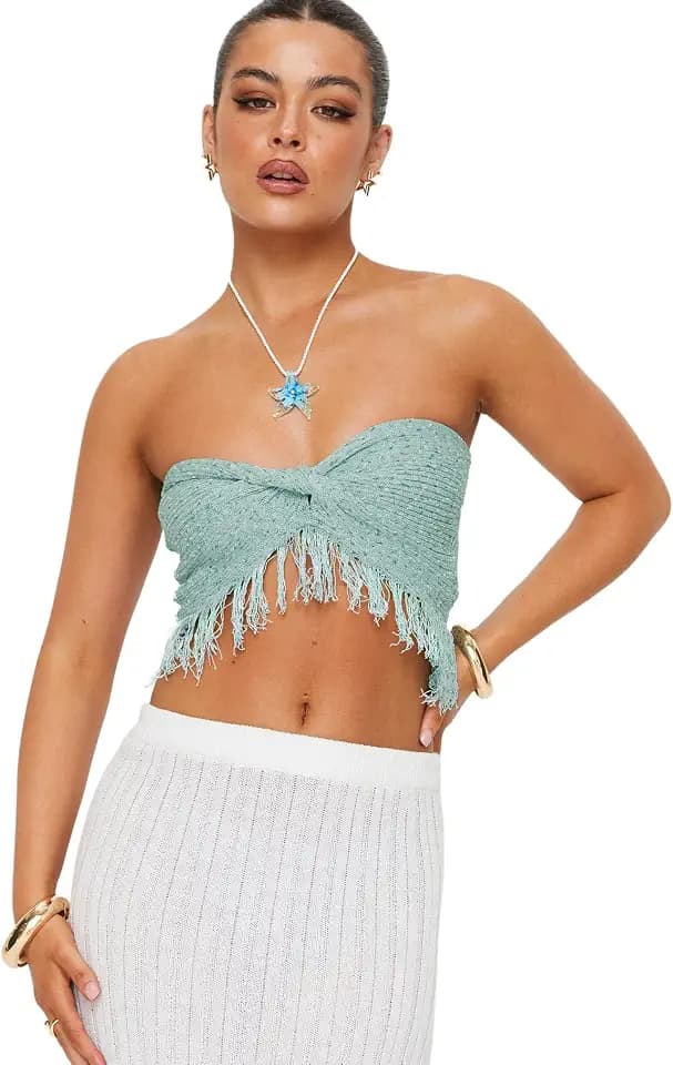 Princess Polly Women's Kovac Reversible Fringe Tube Top